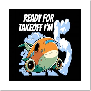 Ready for Takeoff I'm 5 - 5nd Birthday Boy Airplane Theme Posters and Art